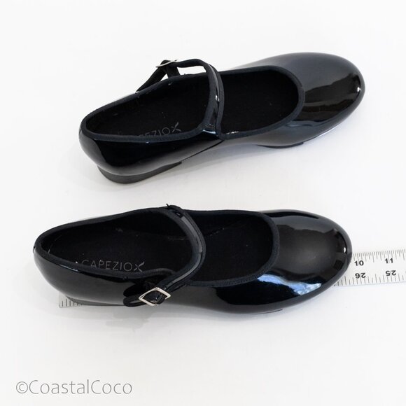 Capezio 3800 Women's 7.5 Tap Shoes Mary Jane Buckle Strap Tele Tone Patent Black - Picture 12 of 12